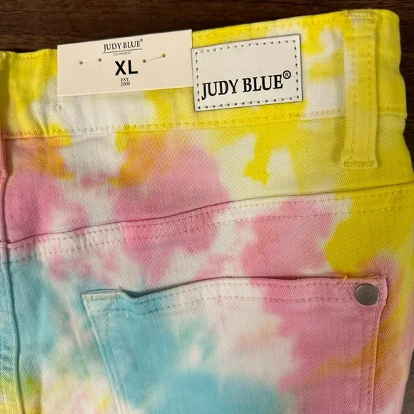 NWT Judy Blue Shorts Tie Dye Swirl Stretch Denim High Waist - Picture 10 of 10